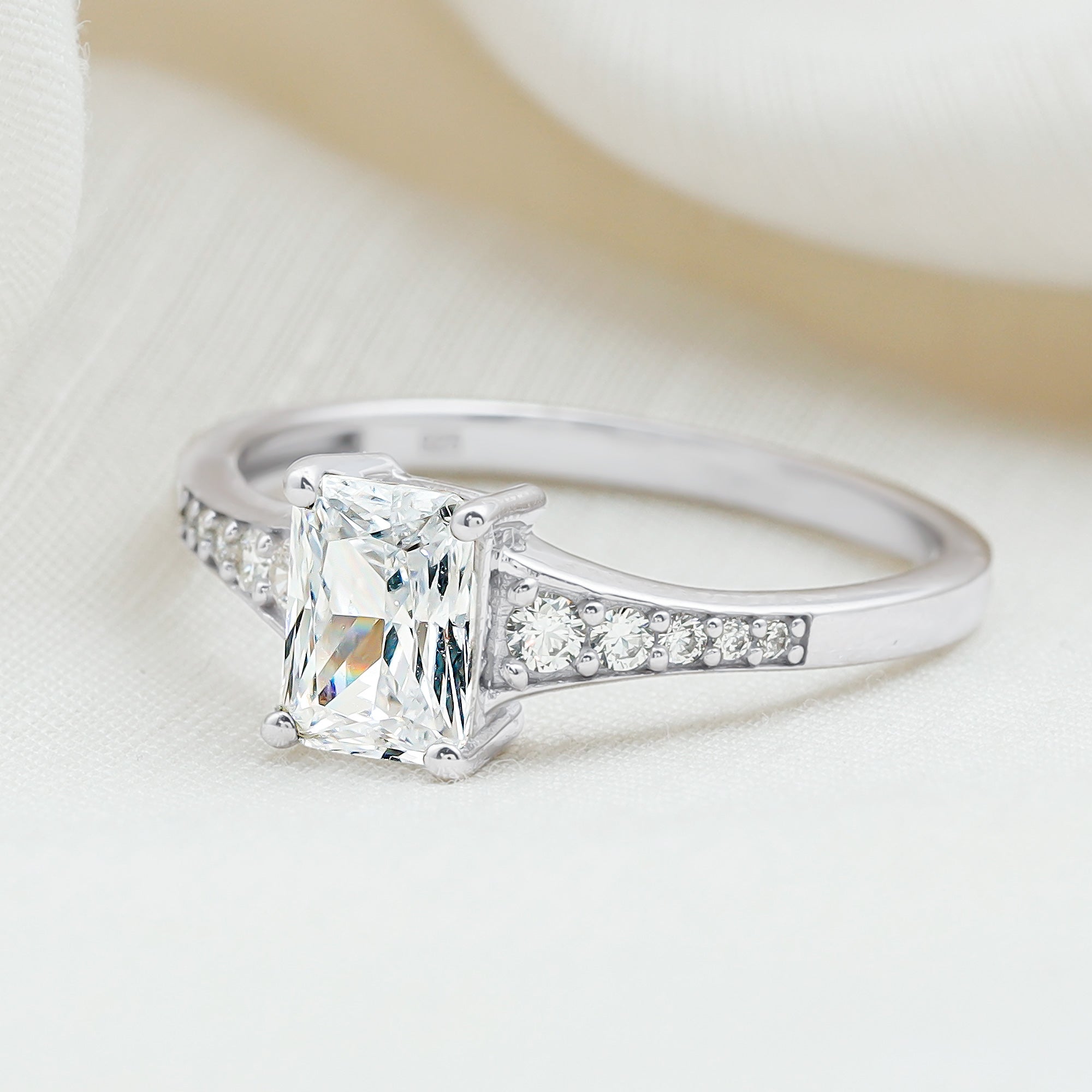 Brilliant Cut 7X5 MM Lab Grown Diamond Emerald Cut Engagement Ring Lab - ( EF-VS ) - Rosec Jewels