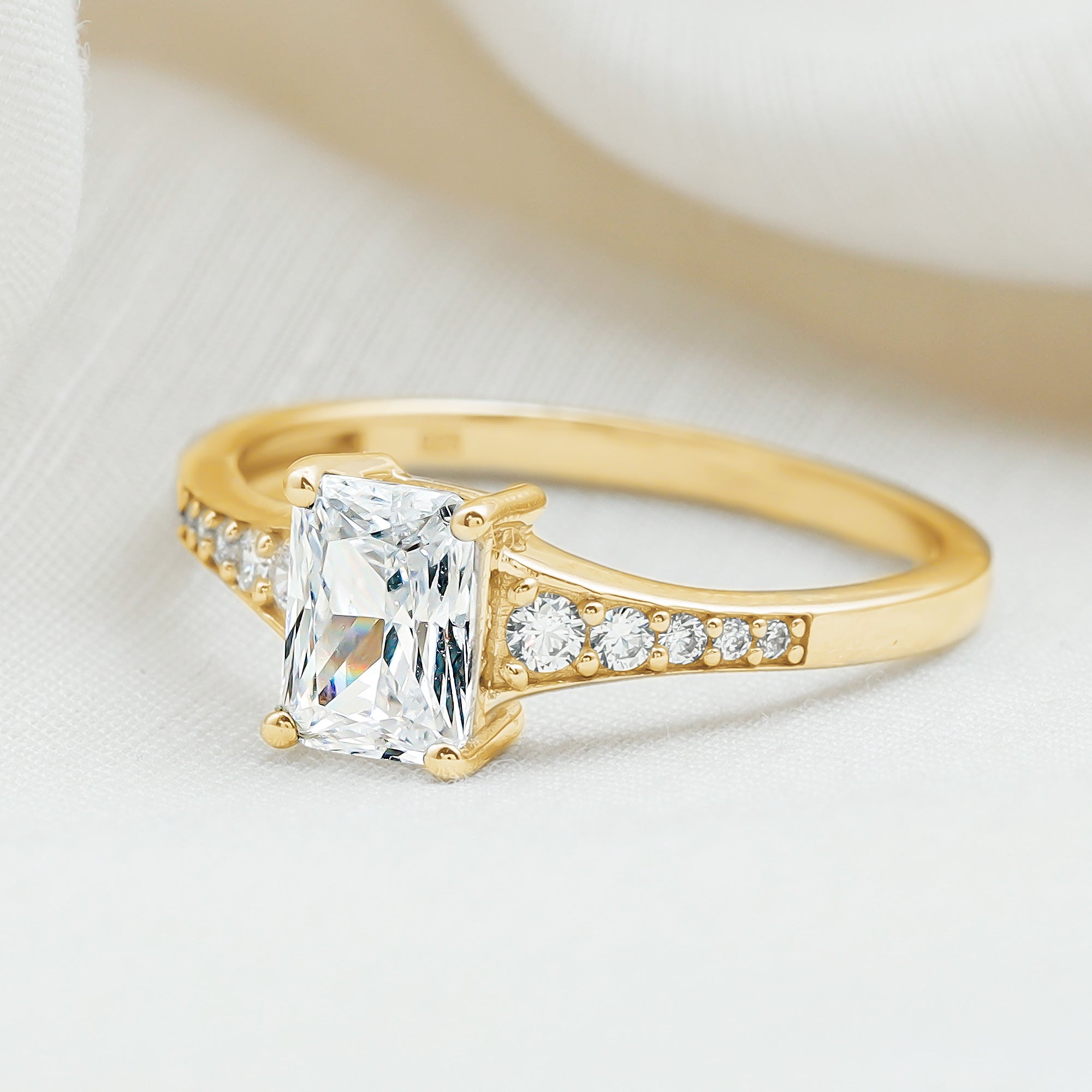 Brilliant Cut 7X5 MM Lab Grown Diamond Emerald Cut Engagement Ring Lab - ( EF-VS ) - Rosec Jewels