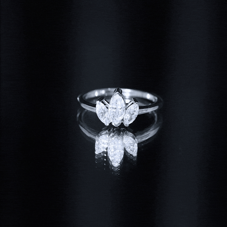 Marquise Cut Lab Grown Diamond 3 Stone Engagement Ring Lab - ( EF-VS ) - Rosec Jewels