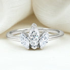 Marquise Cut Lab Grown Diamond 3 Stone Engagement Ring Lab - ( EF-VS ) - Rosec Jewels