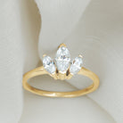 Marquise Cut Lab Grown Diamond 3 Stone Engagement Ring Lab - ( EF-VS ) - Rosec Jewels
