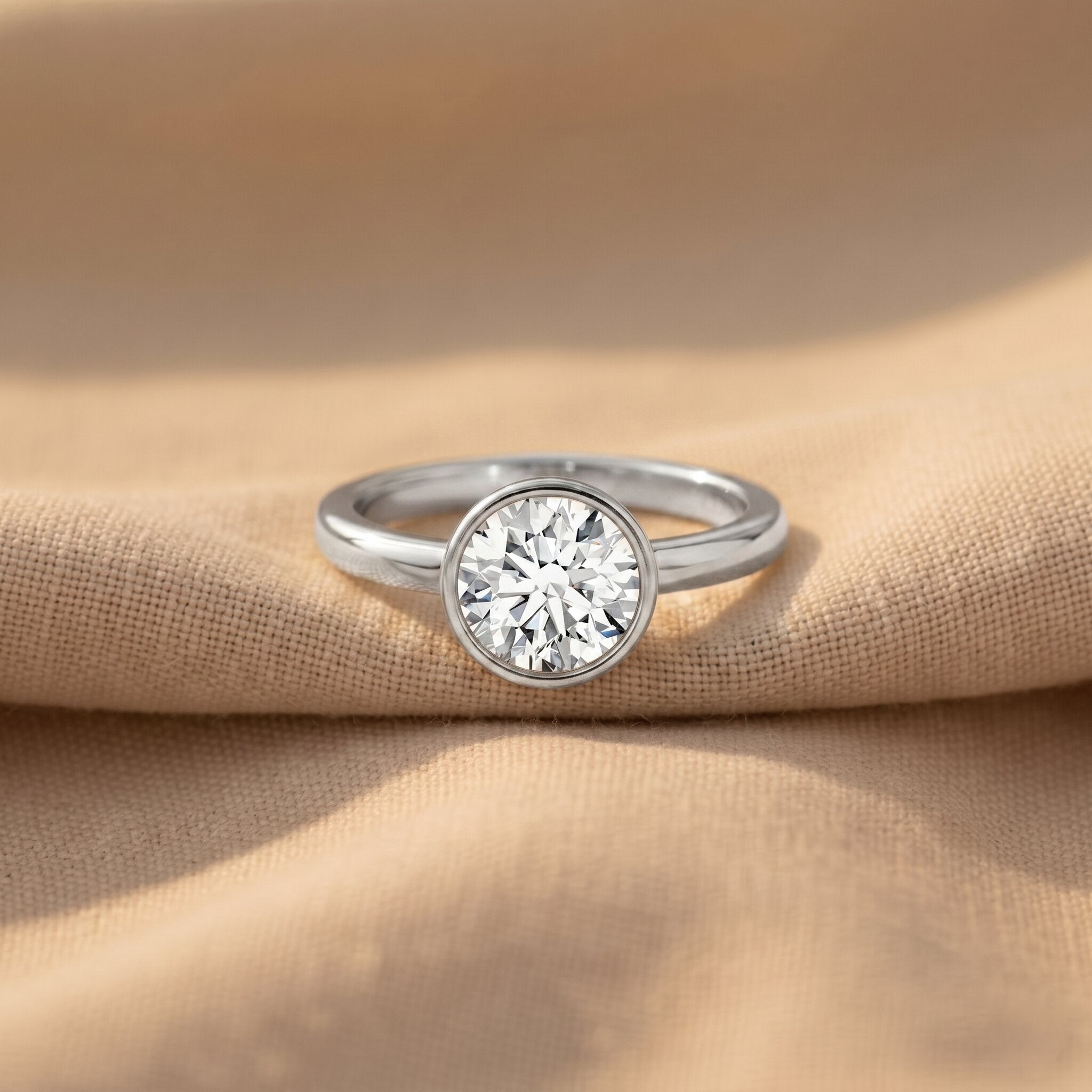 Round Lab Grown Diamond Classic Engagement Ring with IGI Certificate Lab - ( E-VS1 ) - Rosec Jewels