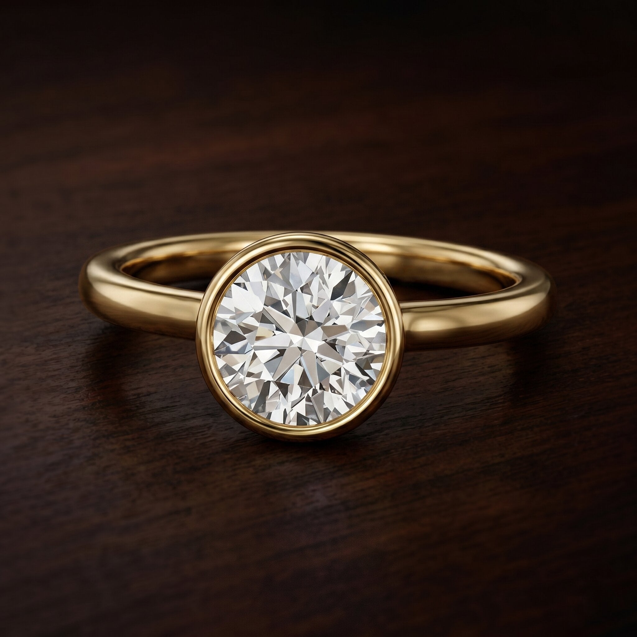 IGI Certified 4 CT Lab Grown Diamond Engagement Ring in Bezel Setting Lab - ( E-VS1 ) - Rosec Jewels