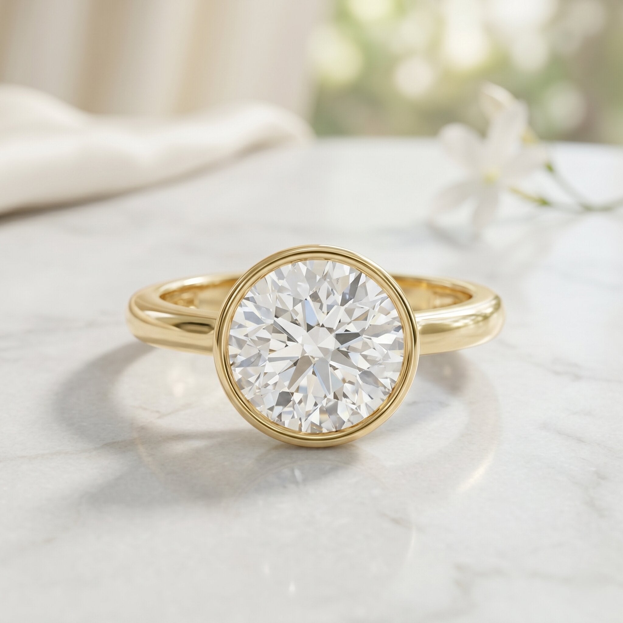 IGI Certified 5 Carat Lab Grown Diamond Bezel Set Engagement Ring Lab - ( E-VS1 ) - Rosec Jewels