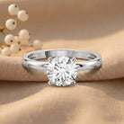Peg Head Set 1 Carat Lab Grown Diamond Solitaire Ring with IGI Certificate Lab - ( E-VS1 ) - Rosec Jewels