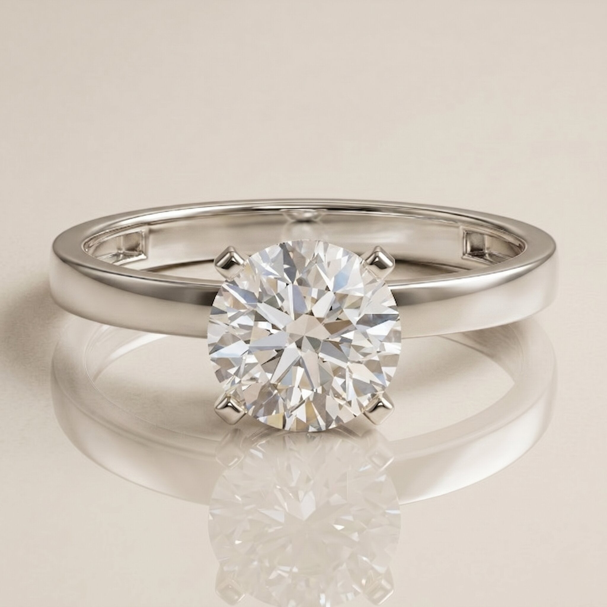 IGI Certified 3 CT Round Lab Grown Diamond Solitaire Engagement Ring Lab - ( E-VS1 ) - Rosec Jewels
