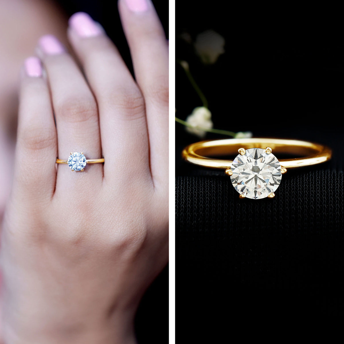 1 Carat Lab Grown Diamond Solitaire Engagement Ring with IGI Certificate Lab - ( E-VS1 ) - Rosec Jewels