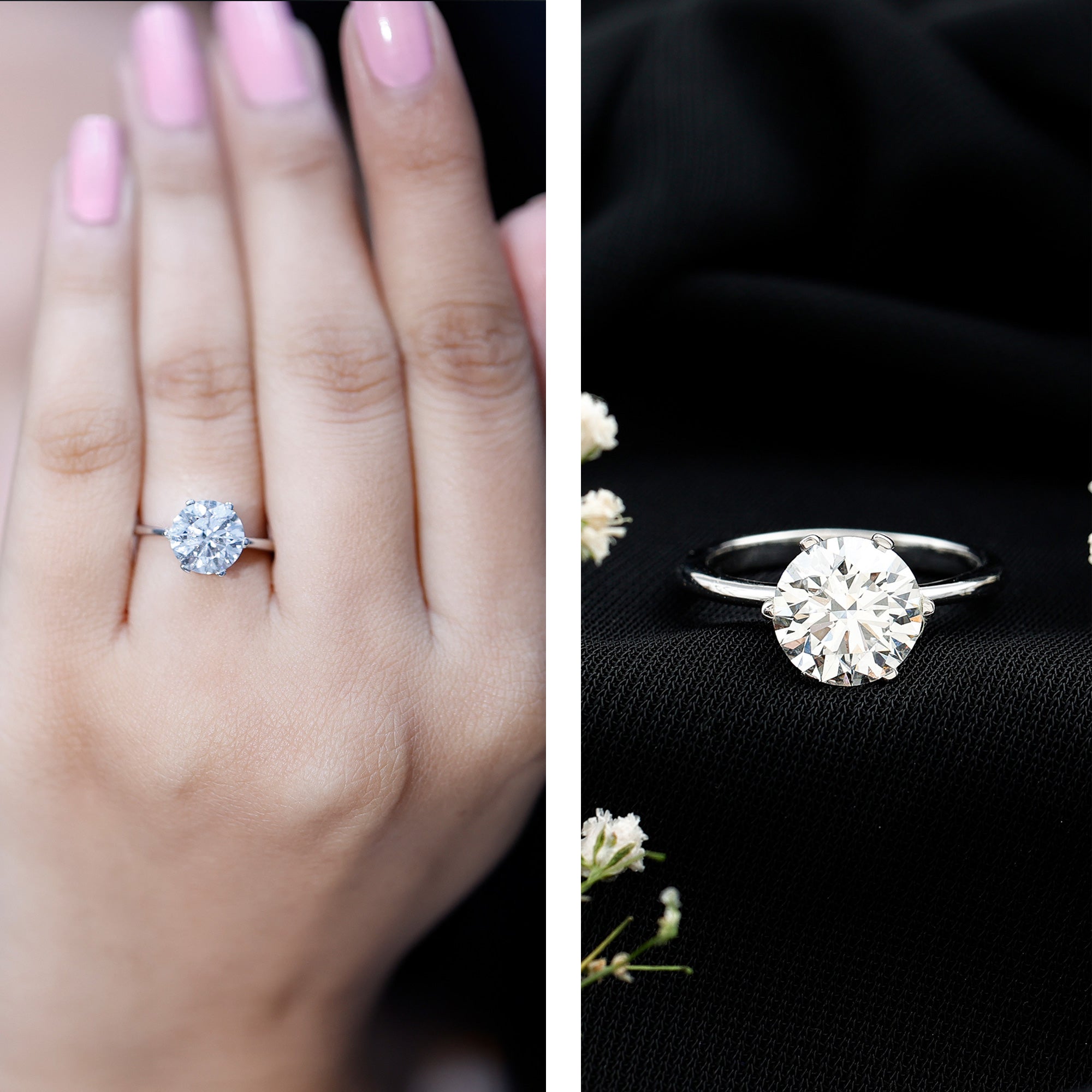 IGI Certified Lab Grown Diamond 2 CT Engagement Ring for Women Lab - ( E-VS1 ) - Rosec Jewels