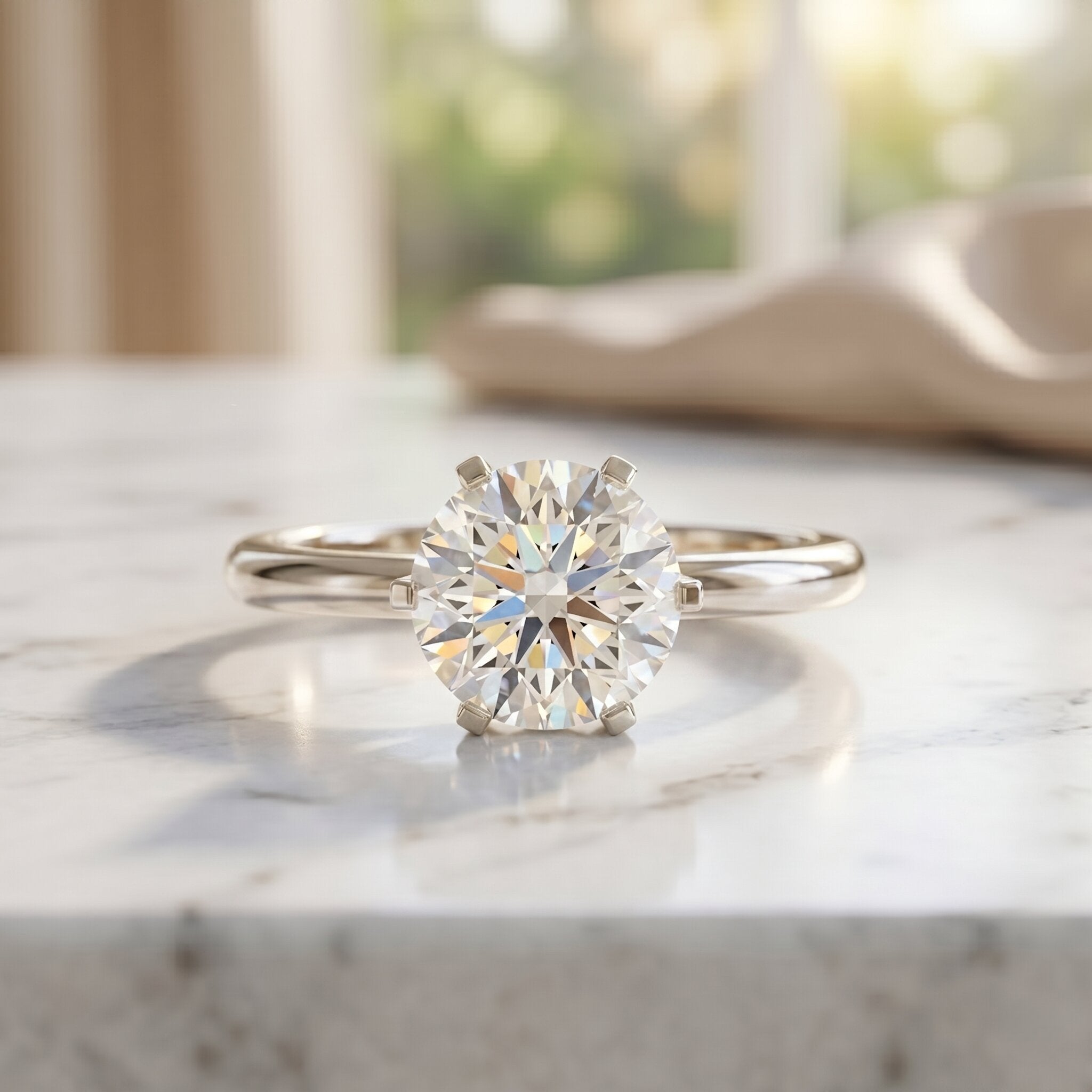 IGI Certified Lab Grown Diamond 2 CT Engagement Ring for Women Lab - ( E-VS1 ) - Rosec Jewels