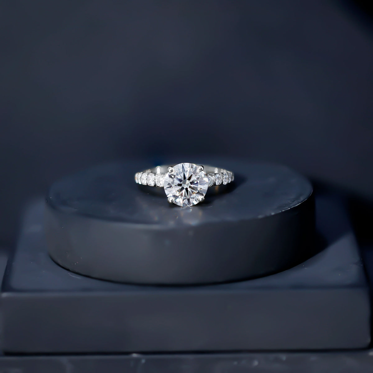2 Carat Lab Grown Diamond Round Engagement Ring with IGI Certificate Lab - ( E-VS1 ) - Rosec Jewels
