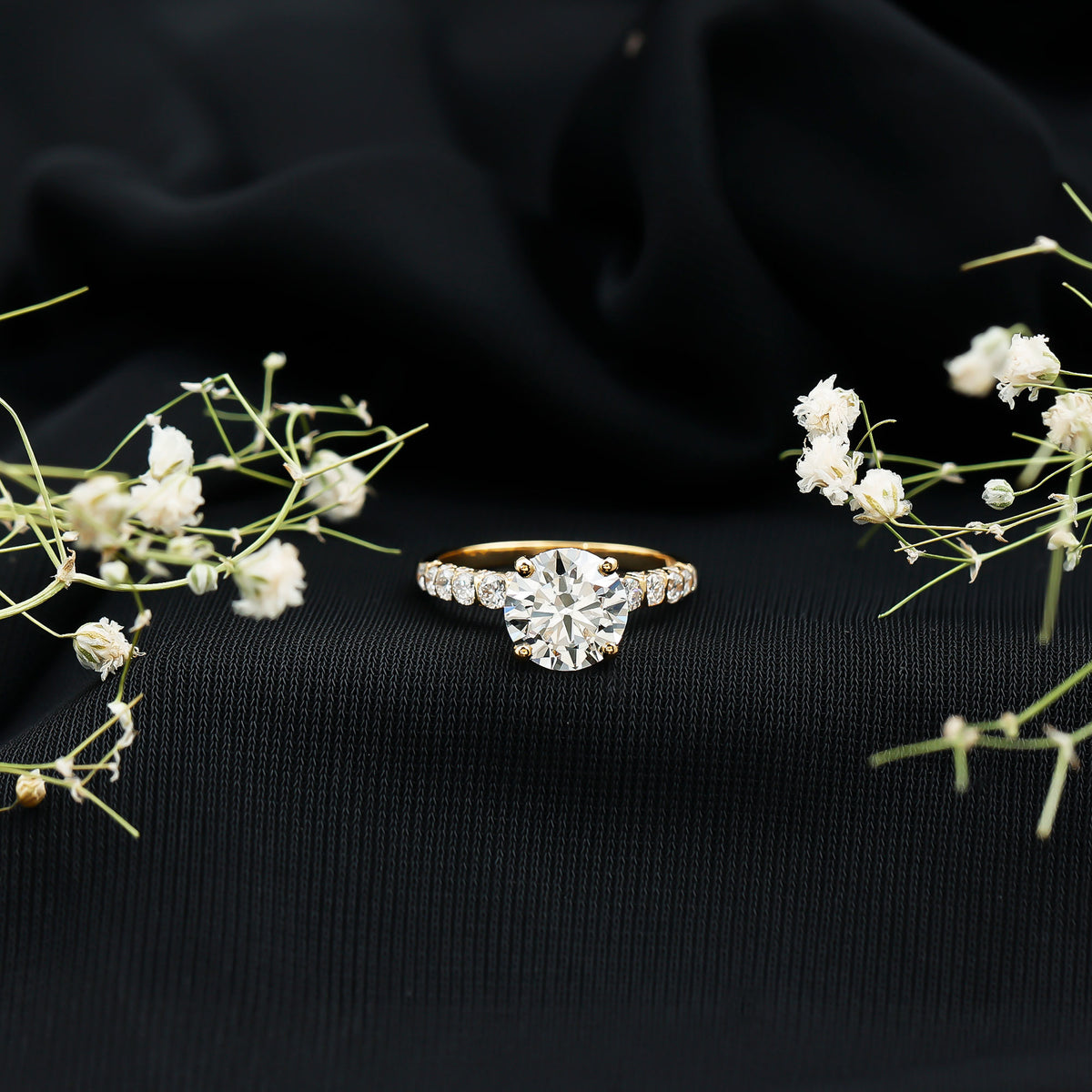 2 Carat Lab Grown Diamond Round Engagement Ring with IGI Certificate Lab - ( E-VS1 ) - Rosec Jewels
