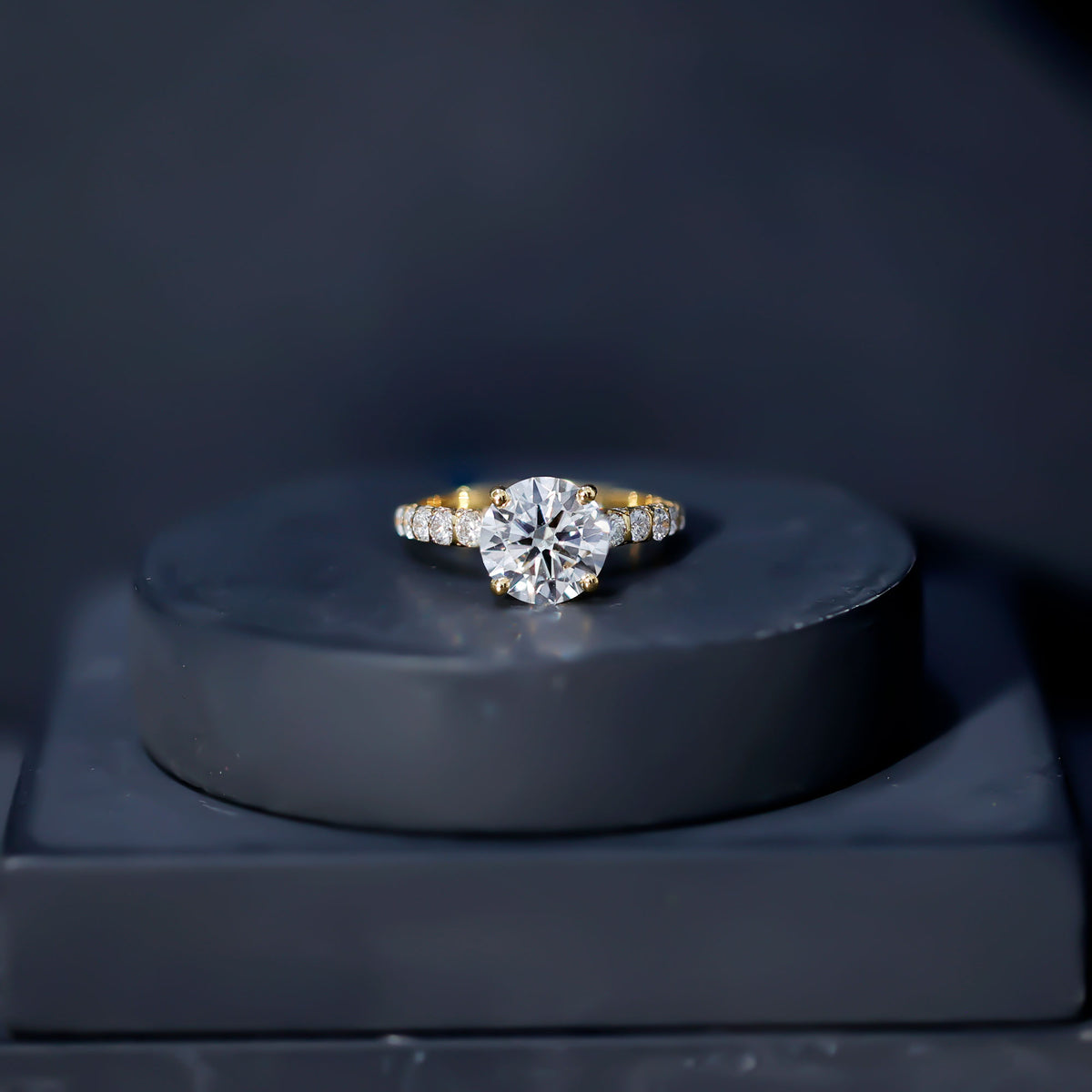 2 Carat Lab Grown Diamond Round Engagement Ring with IGI Certificate Lab - ( E-VS1 ) - Rosec Jewels