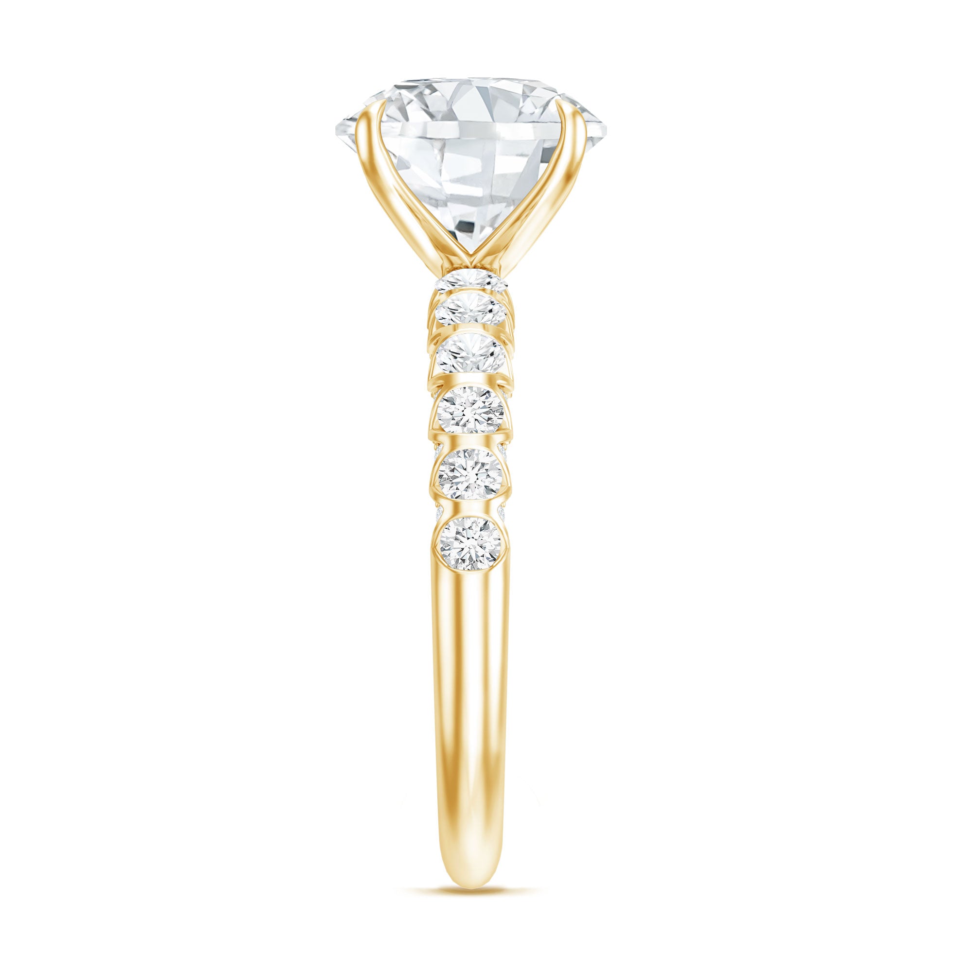 Rosec Jewels-Round Cut 3 Carat Lab Grown Diamond Engagement Ring with IGI Certificate