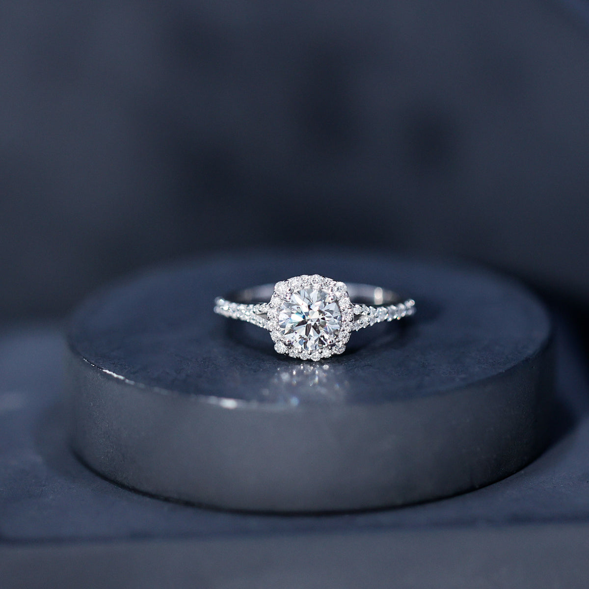 IGI Certified 1 Carat Lab Grown Diamond Halo Engagement Ring for Women Lab - ( E-VS1 ) - Rosec Jewels