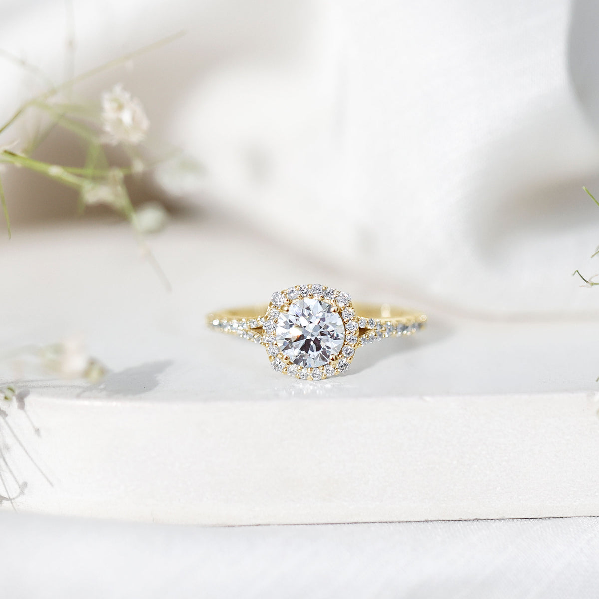 IGI Certified 1 Carat Lab Grown Diamond Halo Engagement Ring for Women Lab - ( E-VS1 ) - Rosec Jewels