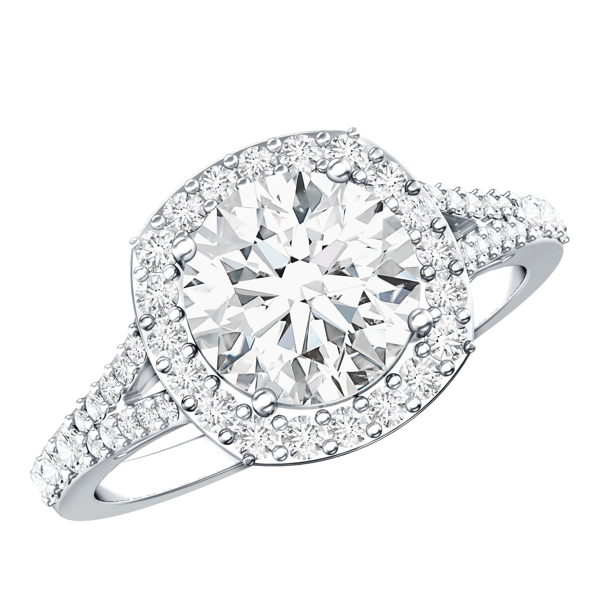 IGI Certified 2 Carat Round Lab Grown Diamond Statement Engagement Ring Lab - ( E-VS1 ) - Rosec Jewels