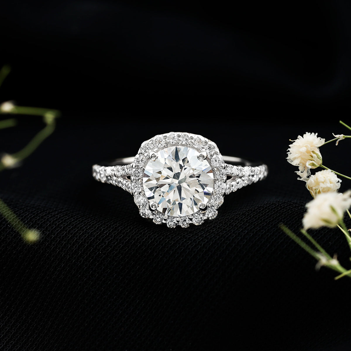 IGI Certified 2 Carat Round Lab Grown Diamond Statement Engagement Ring Lab - ( E-VS1 ) - Rosec Jewels