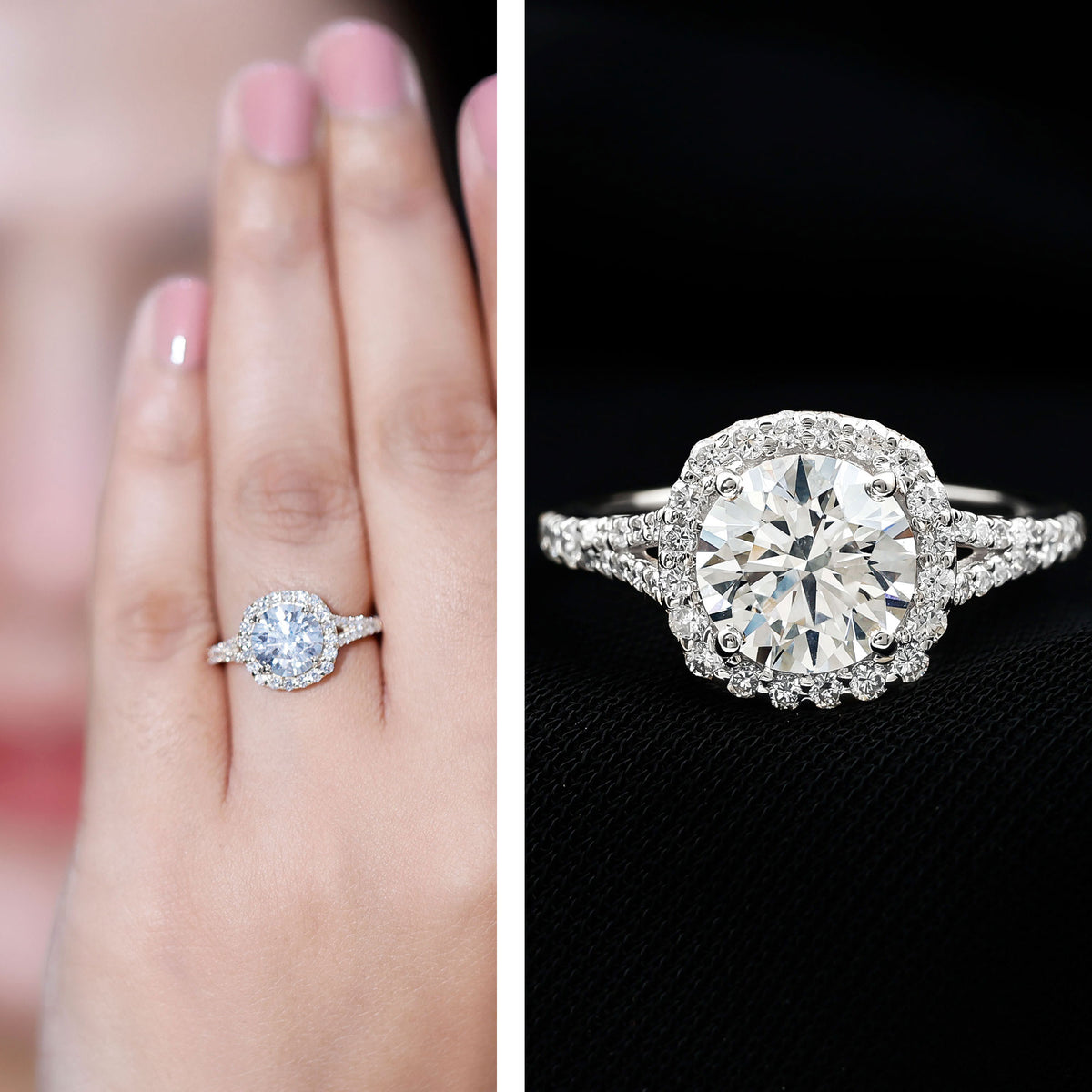 IGI Certified 2 Carat Round Lab Grown Diamond Statement Engagement Ring Lab - ( E-VS1 ) - Rosec Jewels