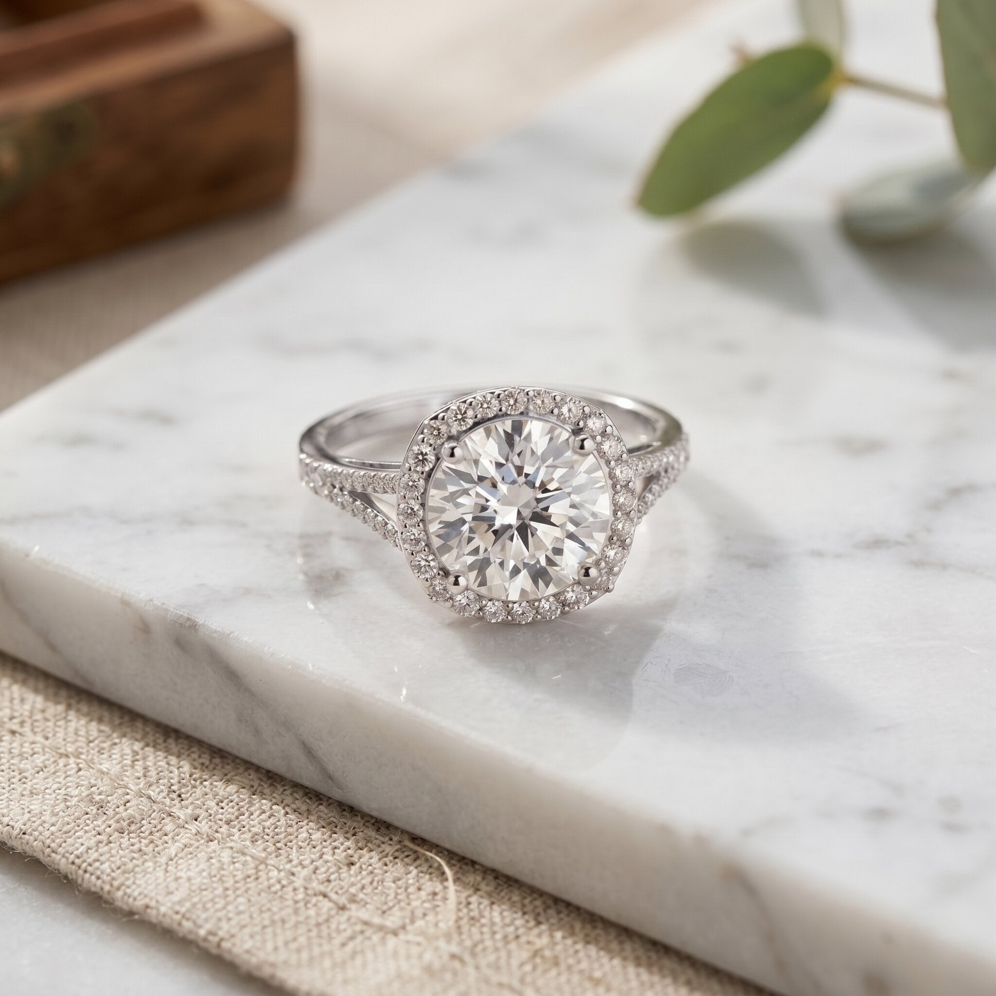 IGI Certified Lab Grown Diamond Statement Engagement Ring with Split Shank Lab - ( E-VS1 ) - Rosec Jewels