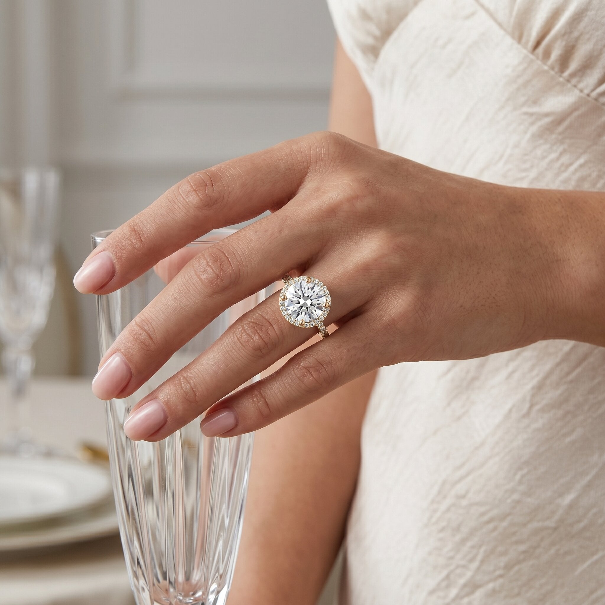 5 Carat Round Lab Grown Diamond Engagement Ring with IGI Certified Lab - ( E-VS1 ) - Rosec Jewels