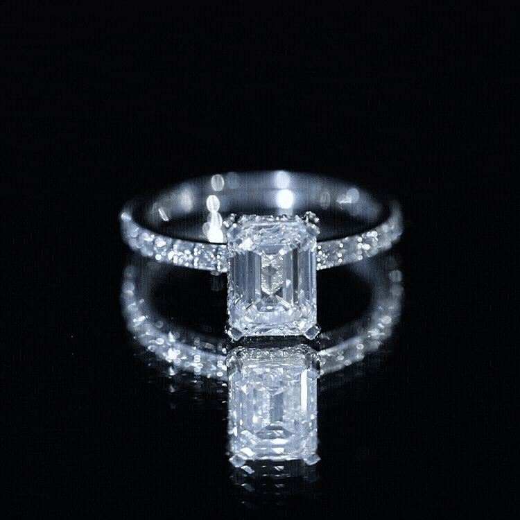 2 Carat Emerald Cut Lab Grown Diamond Solitaire Engagement Ring Lab - ( EF-VS ) - Rosec Jewels