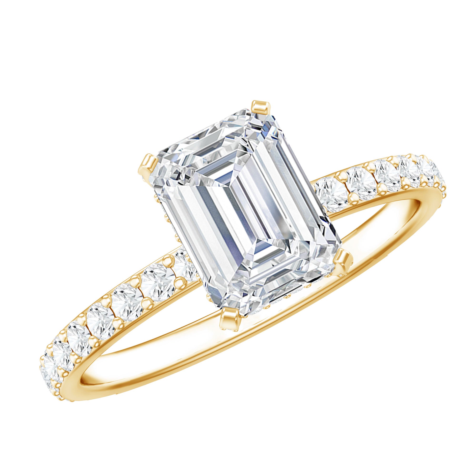 2 Carat Emerald Cut Lab Grown Diamond Solitaire Engagement Ring Lab - ( EF-VS ) - Rosec Jewels