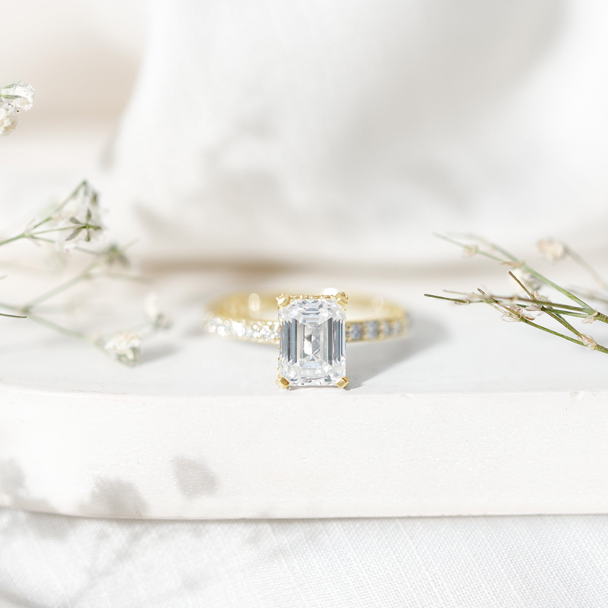 2 Carat Emerald Cut Lab Grown Diamond Solitaire Engagement Ring Lab - ( EF-VS ) - Rosec Jewels