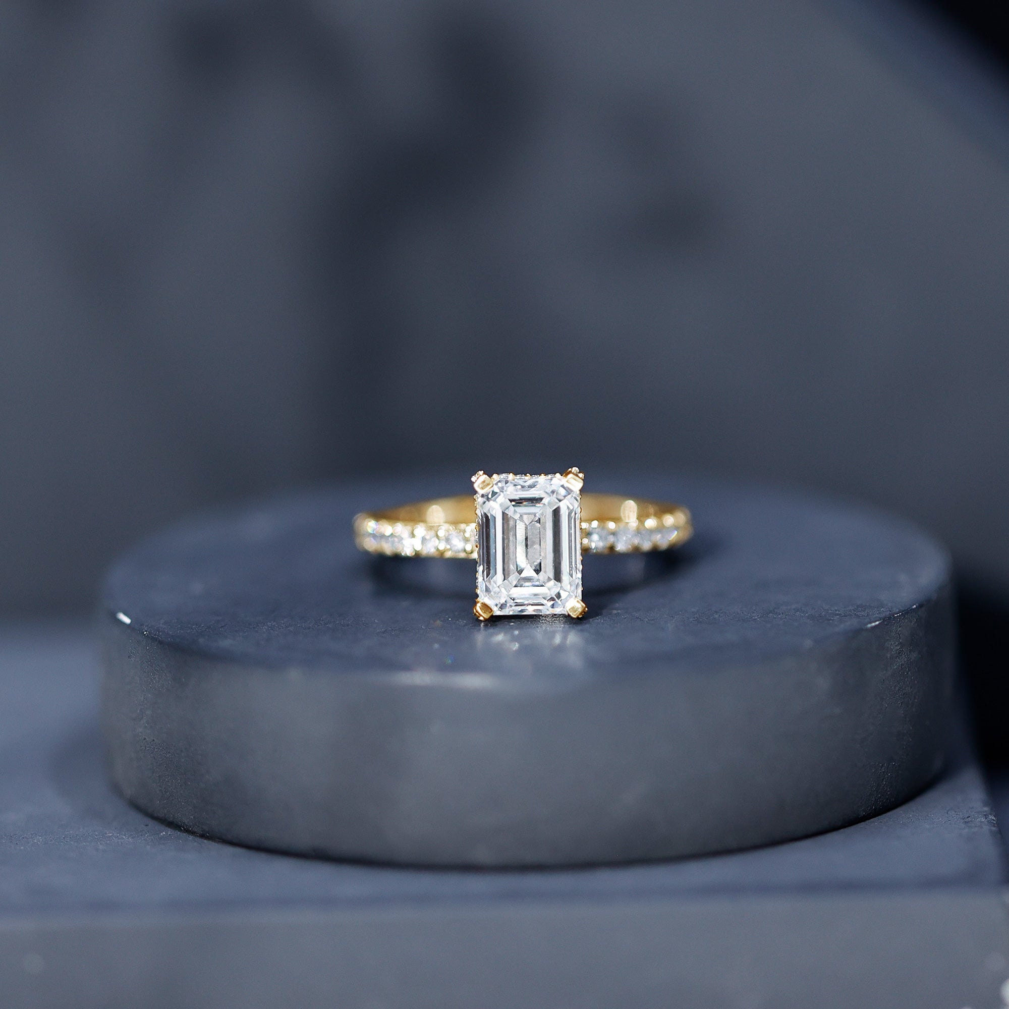 2 Carat Emerald Cut Lab Grown Diamond Solitaire Engagement Ring Lab - ( EF-VS ) - Rosec Jewels