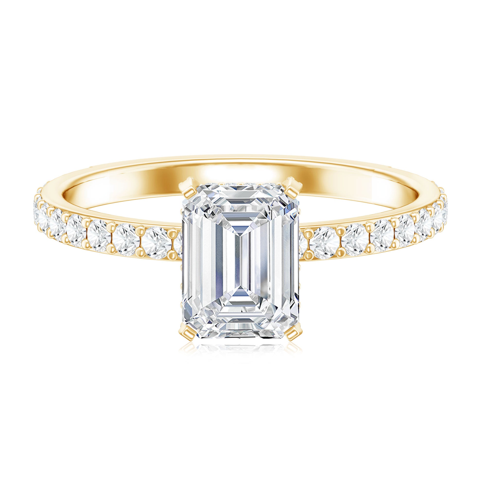 2 Carat Emerald Cut Lab Grown Diamond Solitaire Engagement Ring Lab - ( EF-VS ) - Rosec Jewels