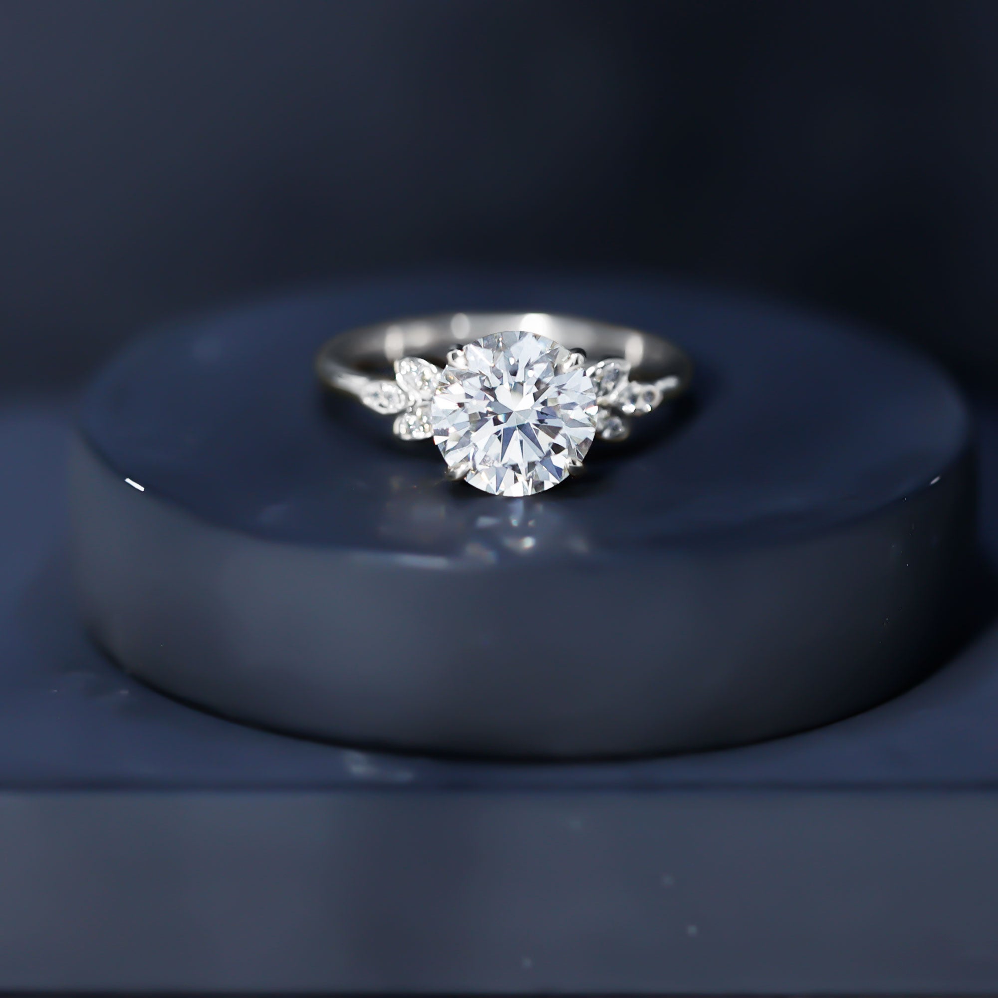 3 Carat Lab Grown Diamond Round Engagement Ring with Certificate Lab - ( EF-VS ) - Rosec Jewels