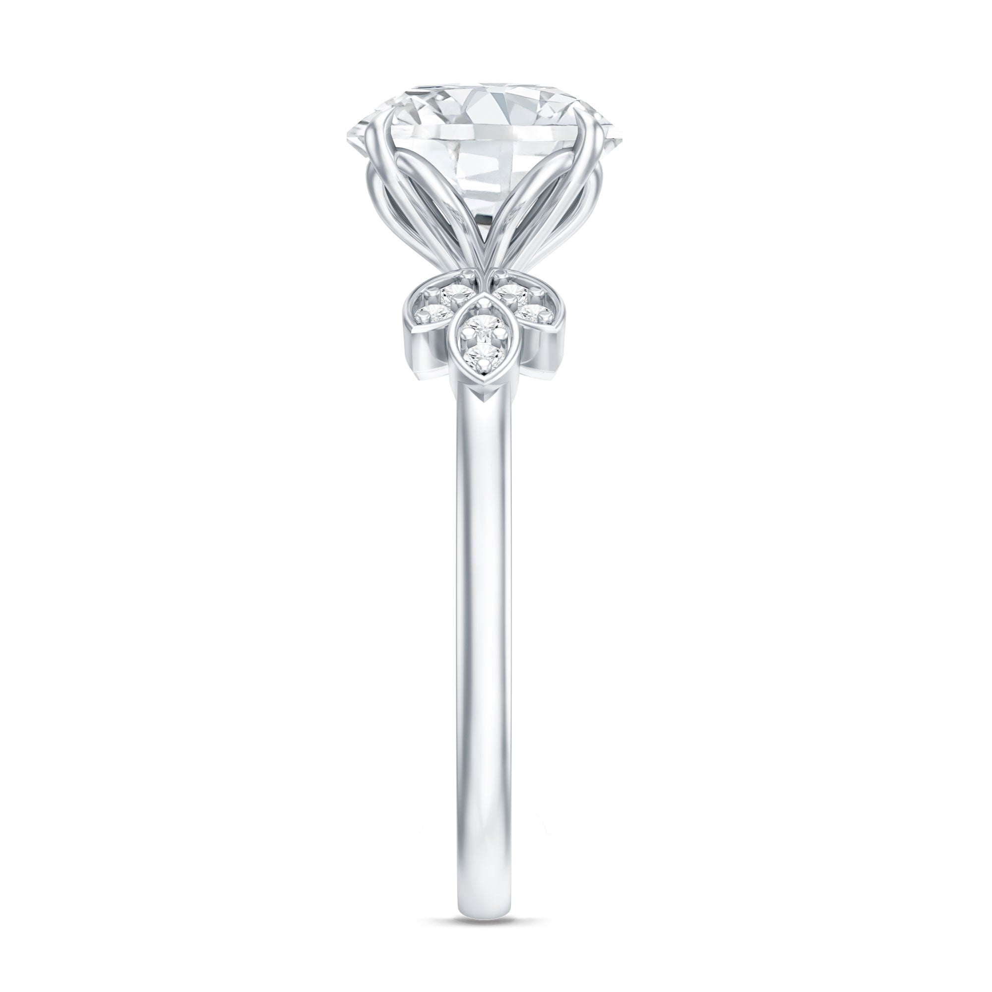 3 Carat Lab Grown Diamond Round Engagement Ring with Certificate Lab - ( EF-VS ) - Rosec Jewels