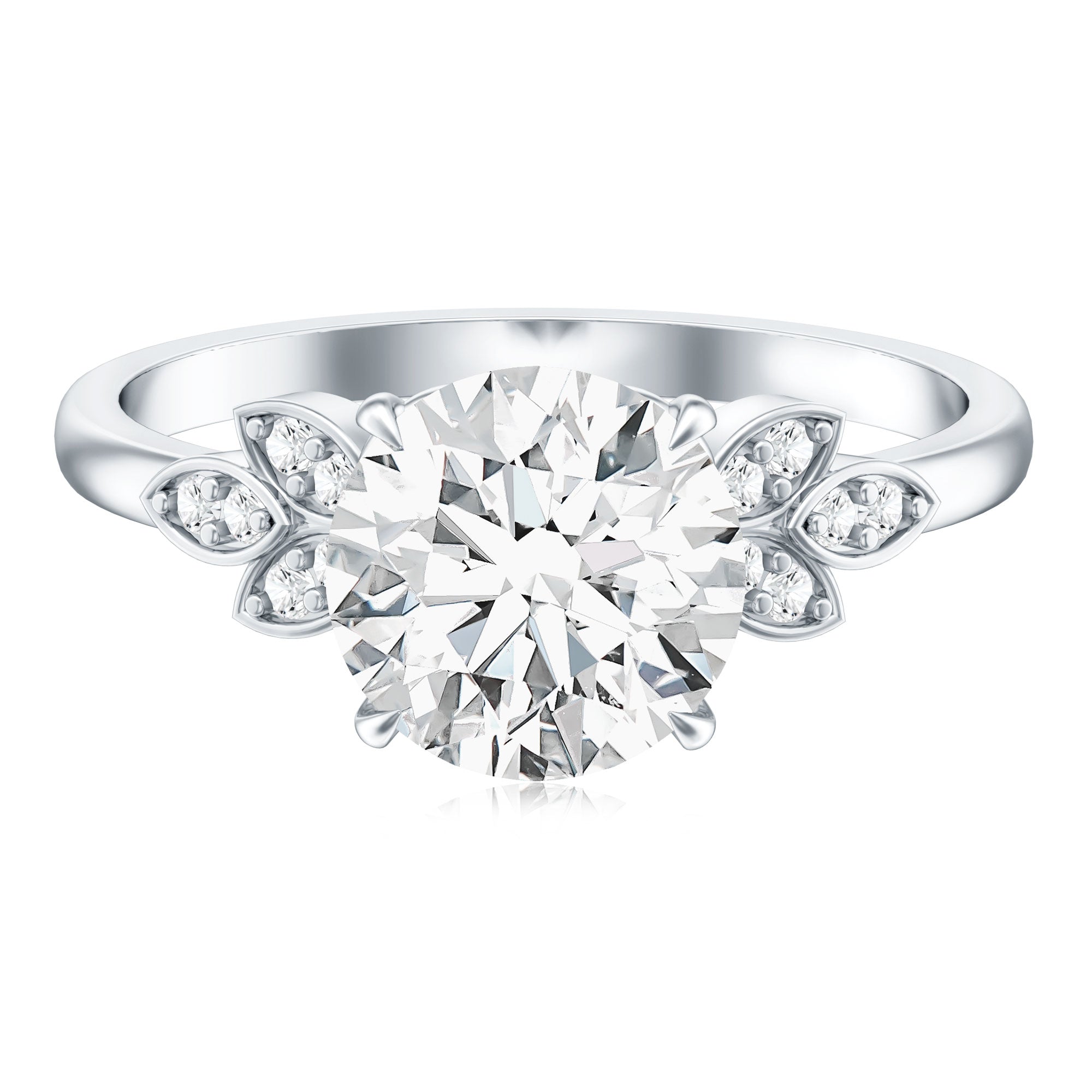 3 Carat Lab Grown Diamond Round Engagement Ring with Certificate Lab - ( EF-VS ) - Rosec Jewels