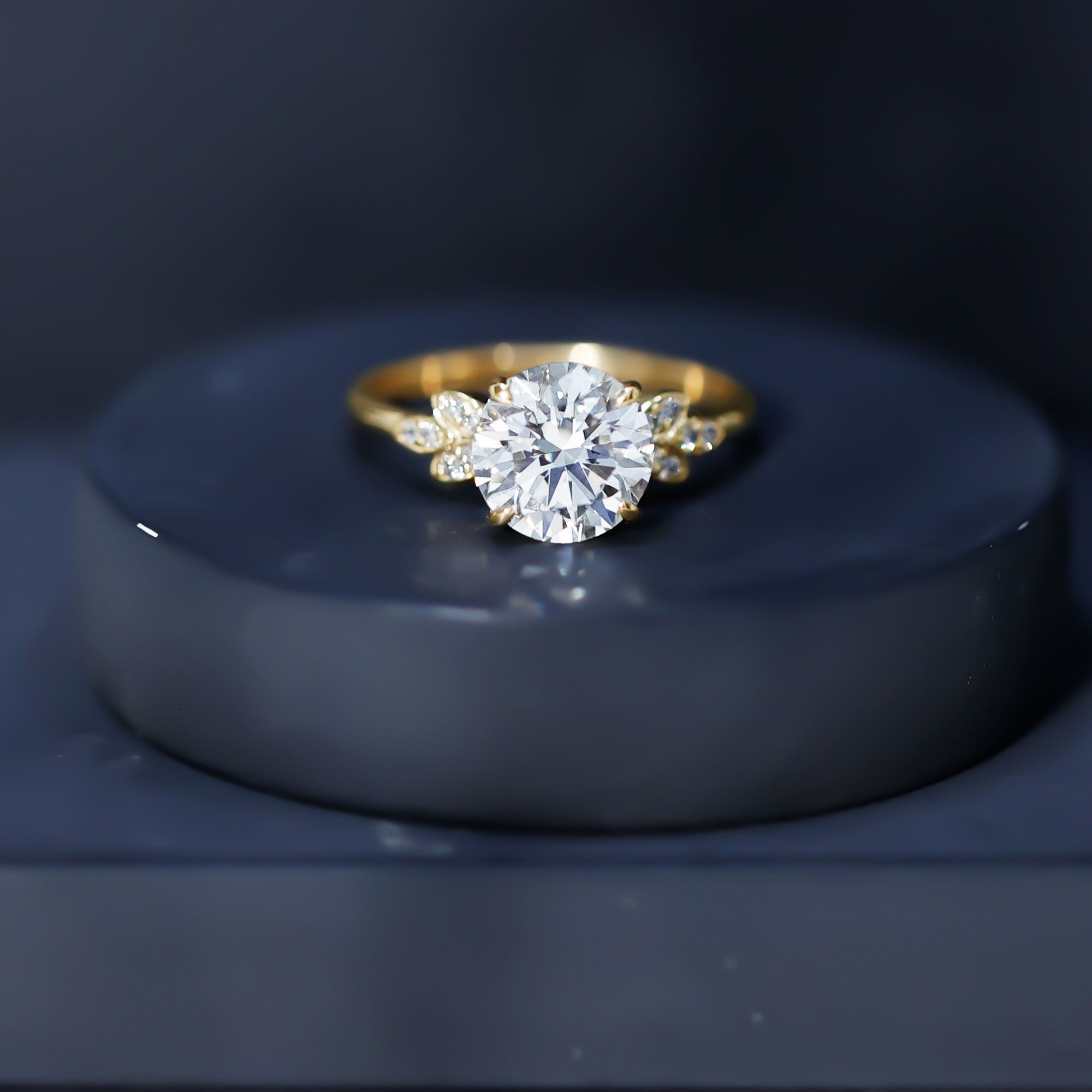 3 Carat Lab Grown Diamond Round Engagement Ring with Certificate Lab - ( EF-VS ) - Rosec Jewels