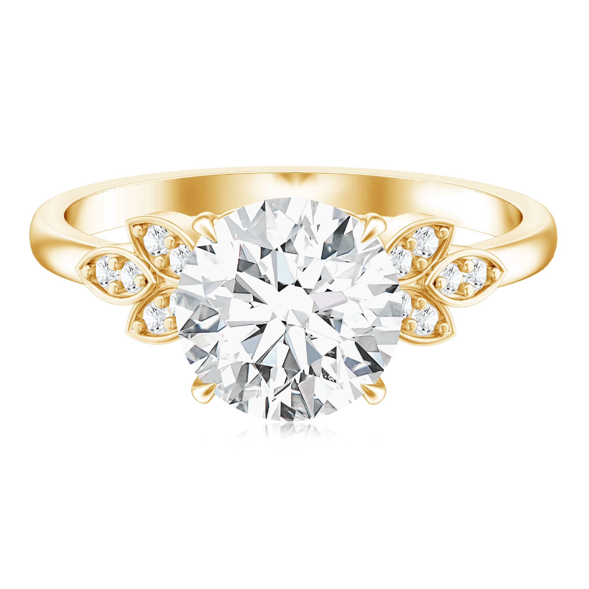 3 Carat Lab Grown Diamond Round Engagement Ring with Certificate Lab - ( EF-VS ) - Rosec Jewels