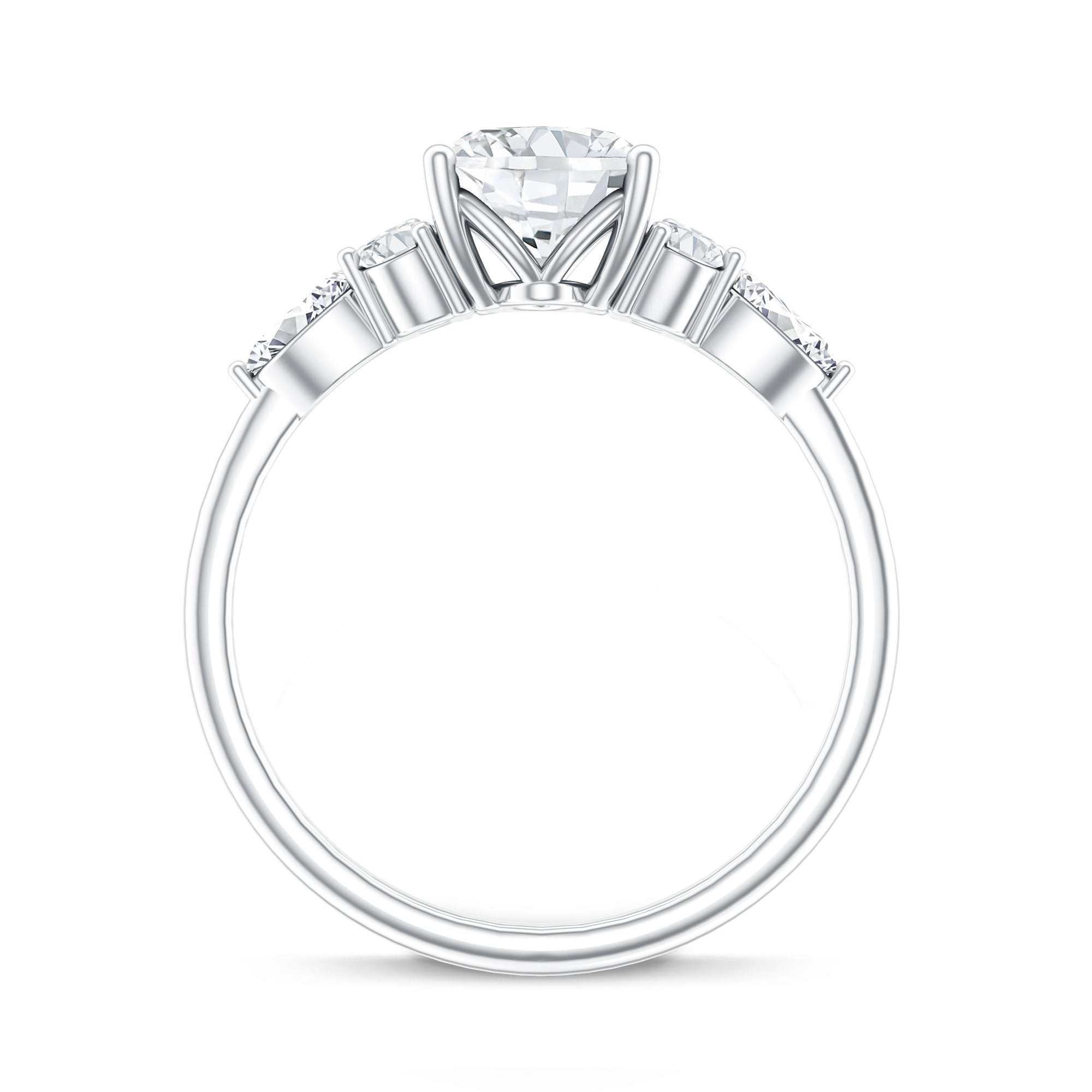 2 Carat Lab Grown Diamond Oval Engagement Ring with Trio Lab - ( EF-VS ) - Rosec Jewels