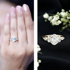 2 Carat Lab Grown Diamond Oval Engagement Ring with Trio Lab - ( EF-VS ) - Rosec Jewels