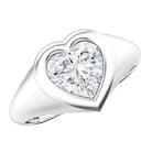 2 Carat Heart Shape Lab Grown Diamond Signet Engagement Ring Lab - ( EF-VS ) - Rosec Jewels