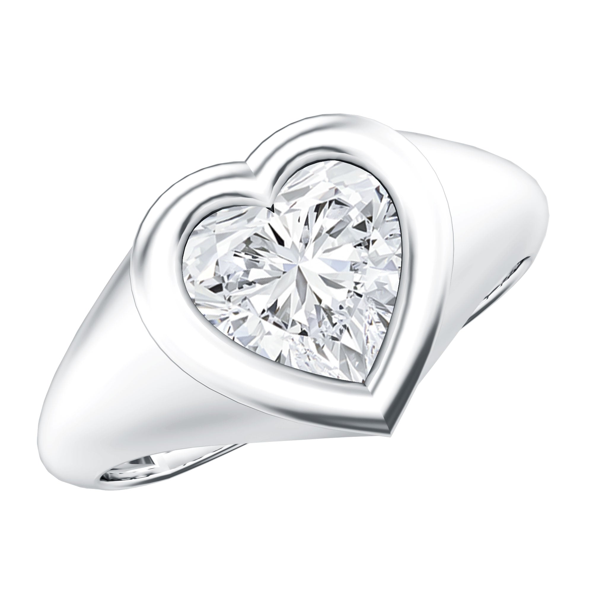 2 Carat Heart Shape Lab Grown Diamond Signet Engagement Ring Lab - ( EF-VS ) - Rosec Jewels
