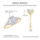 Art Deco Inspired Lab Grown Diamond Emerald Cut Engagement Ring Lab - ( EF-VS ) - Rosec Jewels
