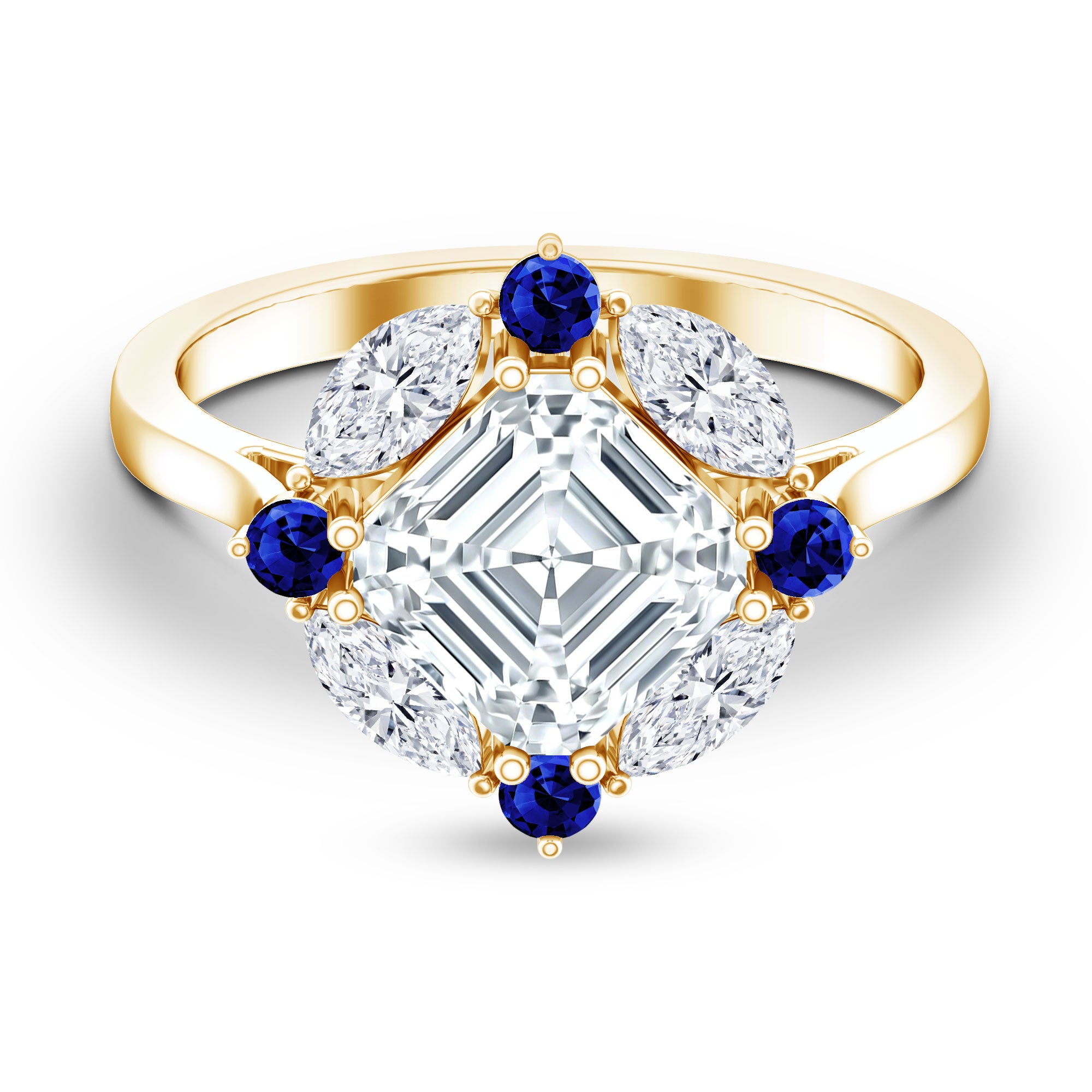 3 Carat Asscher Cut Moissanite Statement Engagement Ring D-VS1 - Rosec Jewels