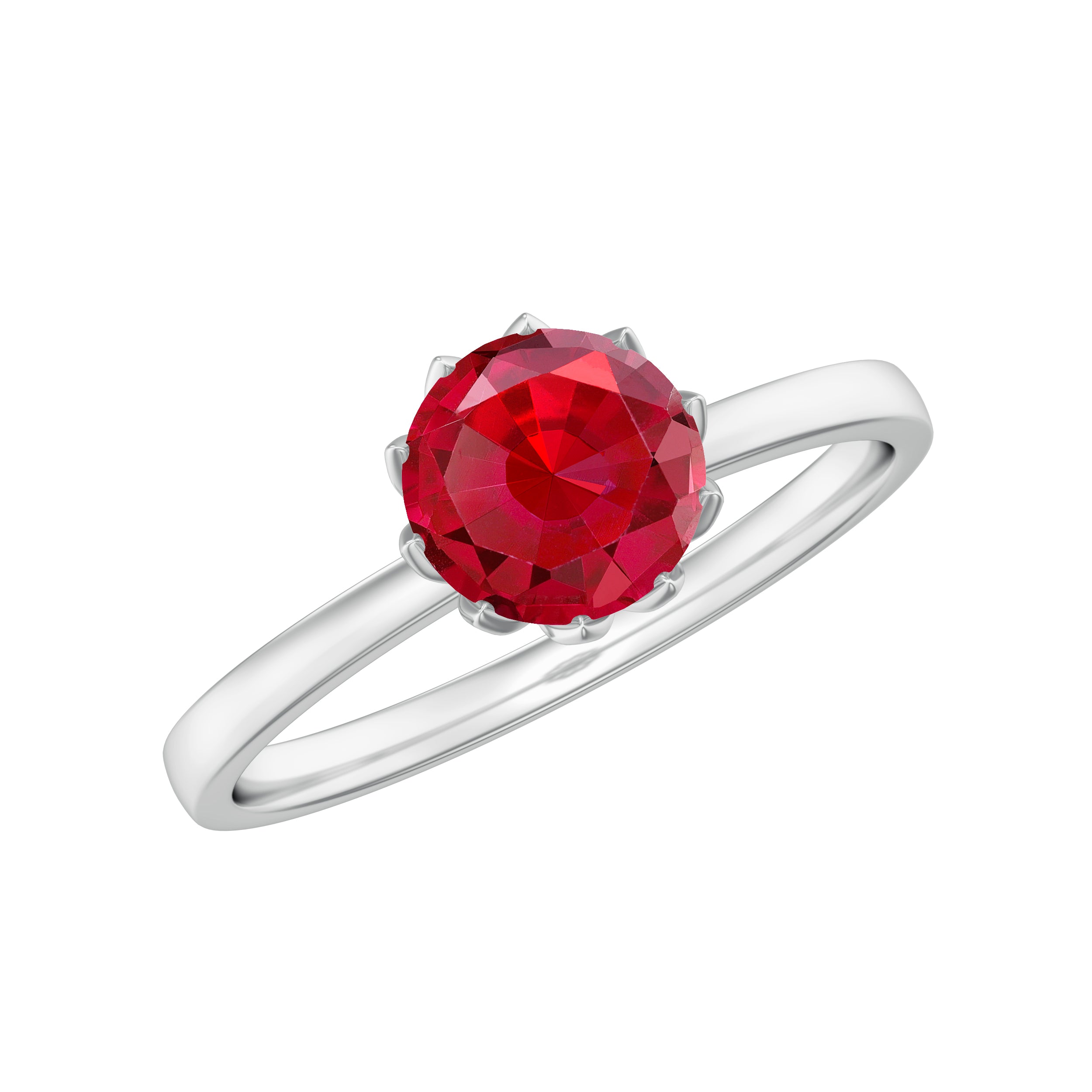 Certified 1.3 Carat Lab Grown Ruby Engagement Ring in Lotus Basket Setting AAAA - Rosec Jewels