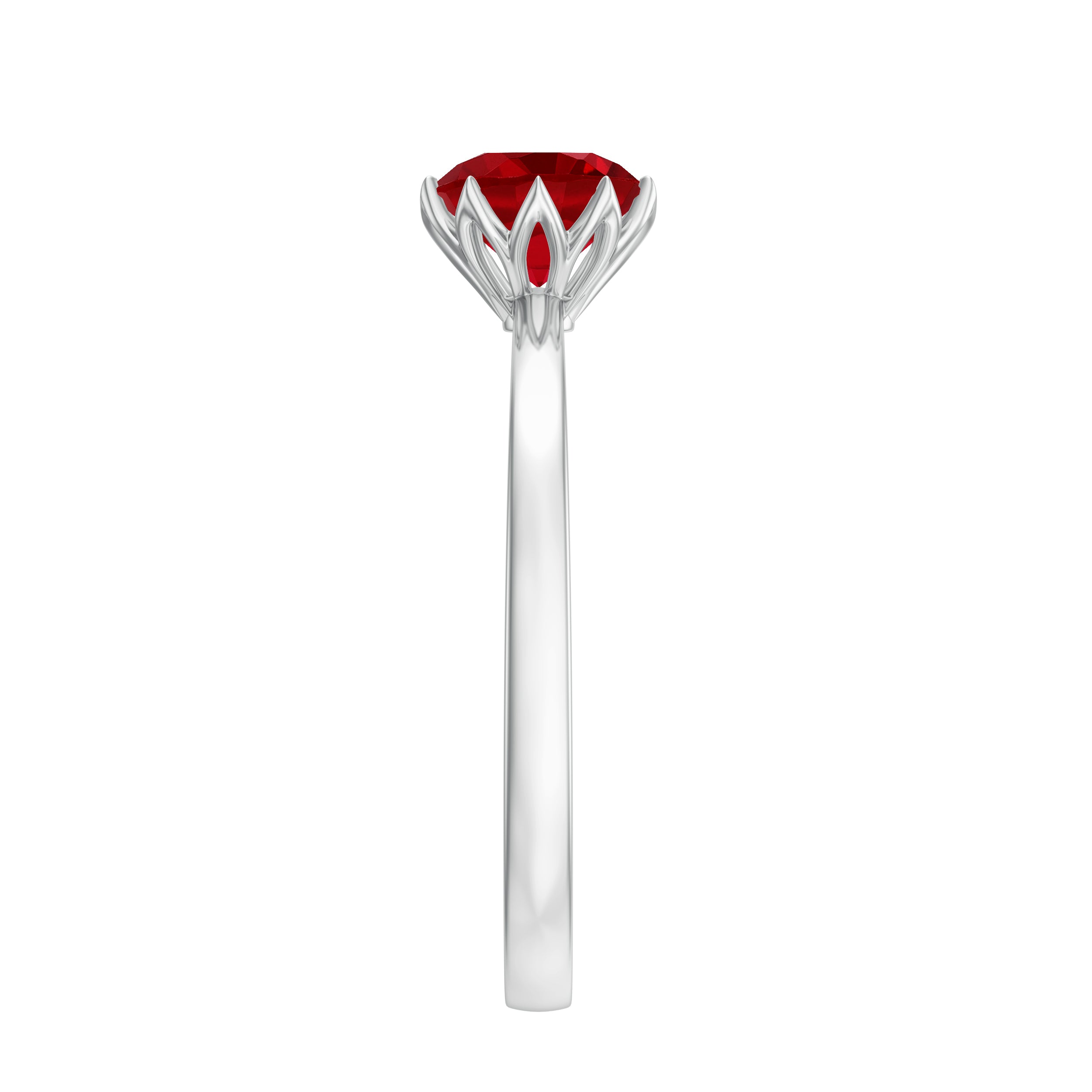 Certified 1.3 Carat Lab Grown Ruby Engagement Ring in Lotus Basket Setting AAAA - Rosec Jewels