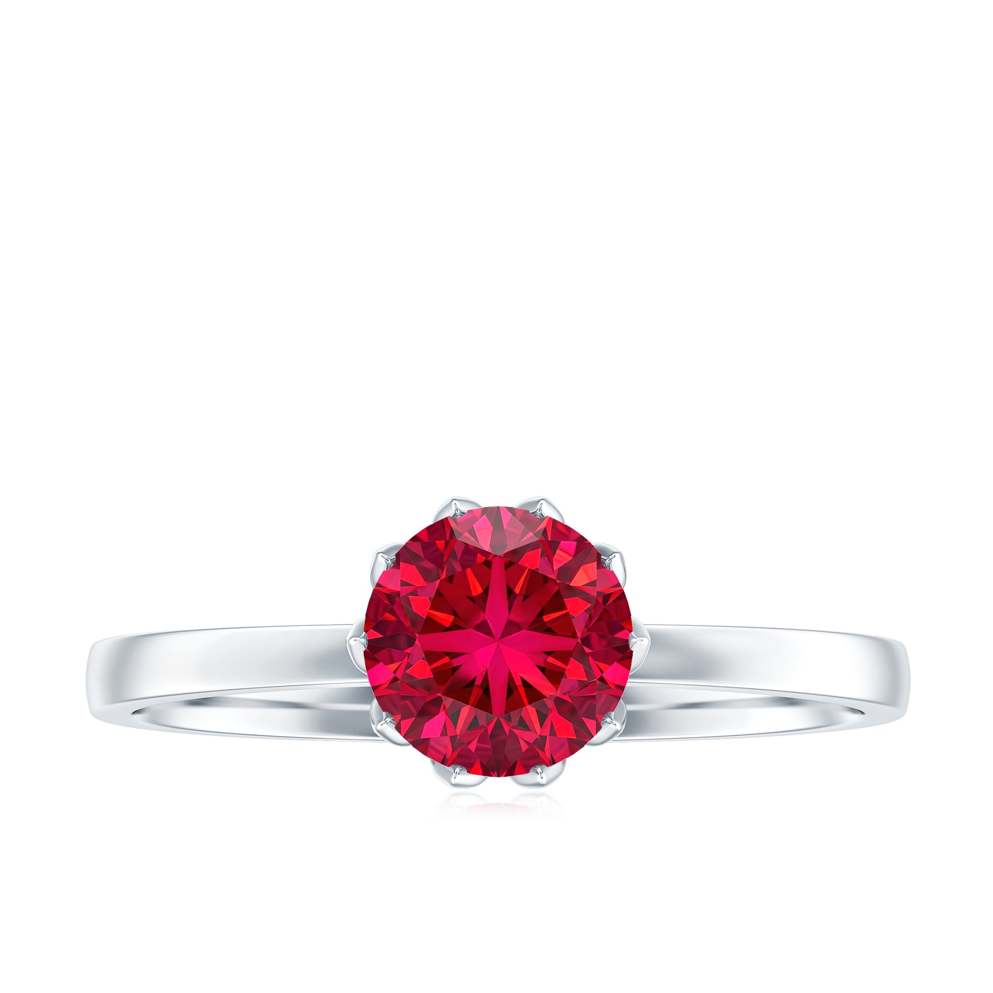 Certified 1.3 Carat Lab Grown Ruby Engagement Ring in Lotus Basket Setting AAAA - Rosec Jewels
