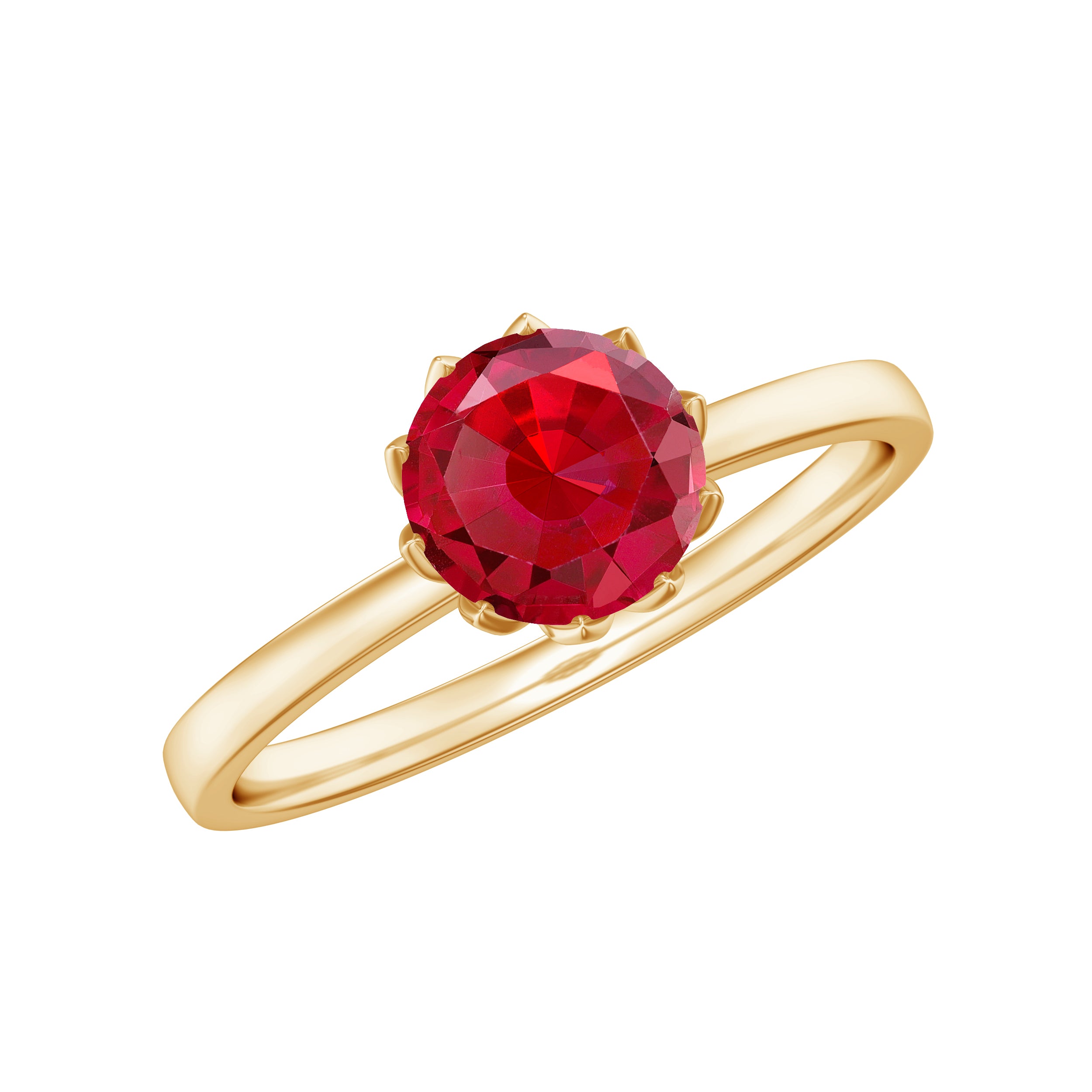 Certified 1.3 Carat Lab Grown Ruby Engagement Ring in Lotus Basket Setting AAAA - Rosec Jewels