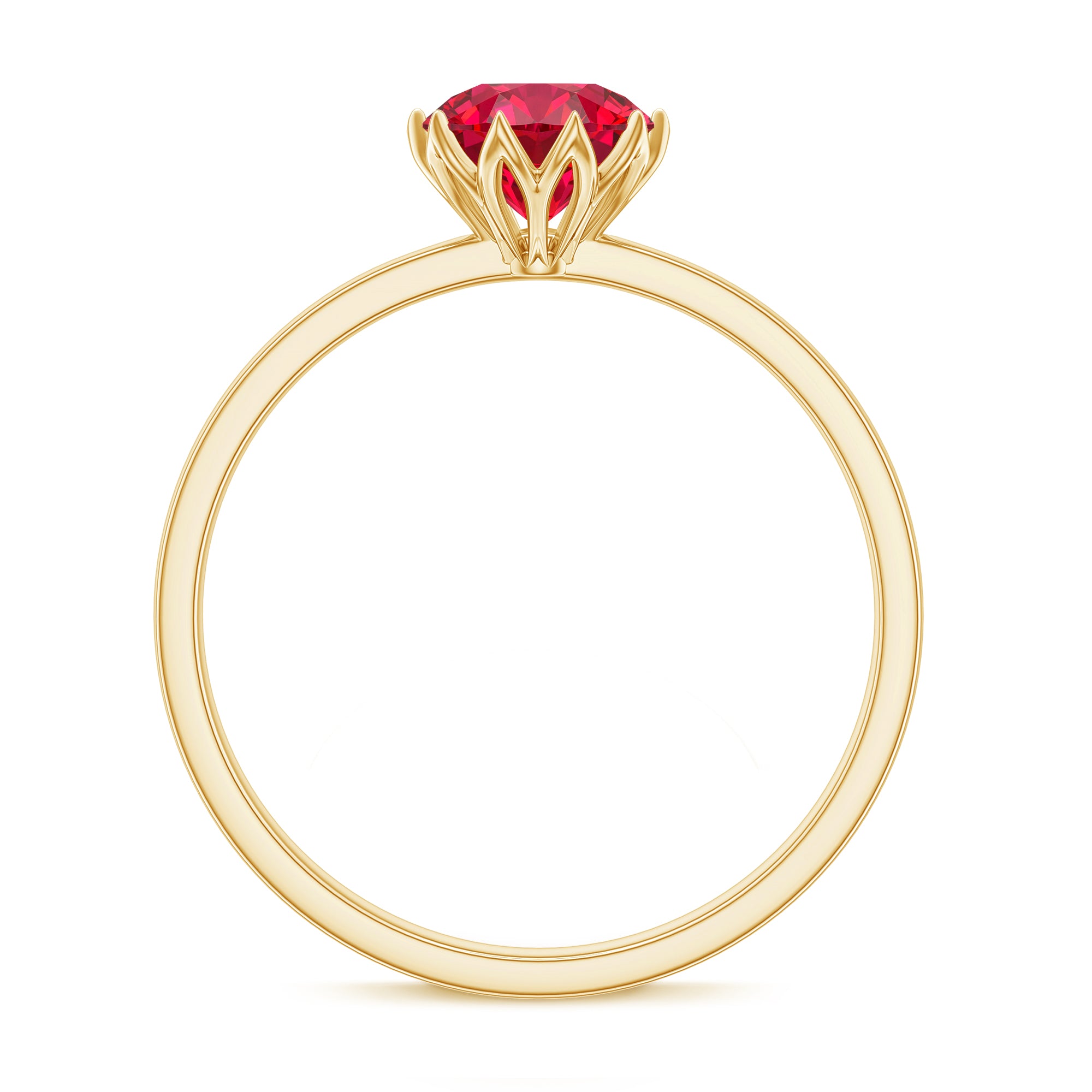 Certified 1.3 Carat Lab Grown Ruby Engagement Ring in Lotus Basket Setting AAAA - Rosec Jewels