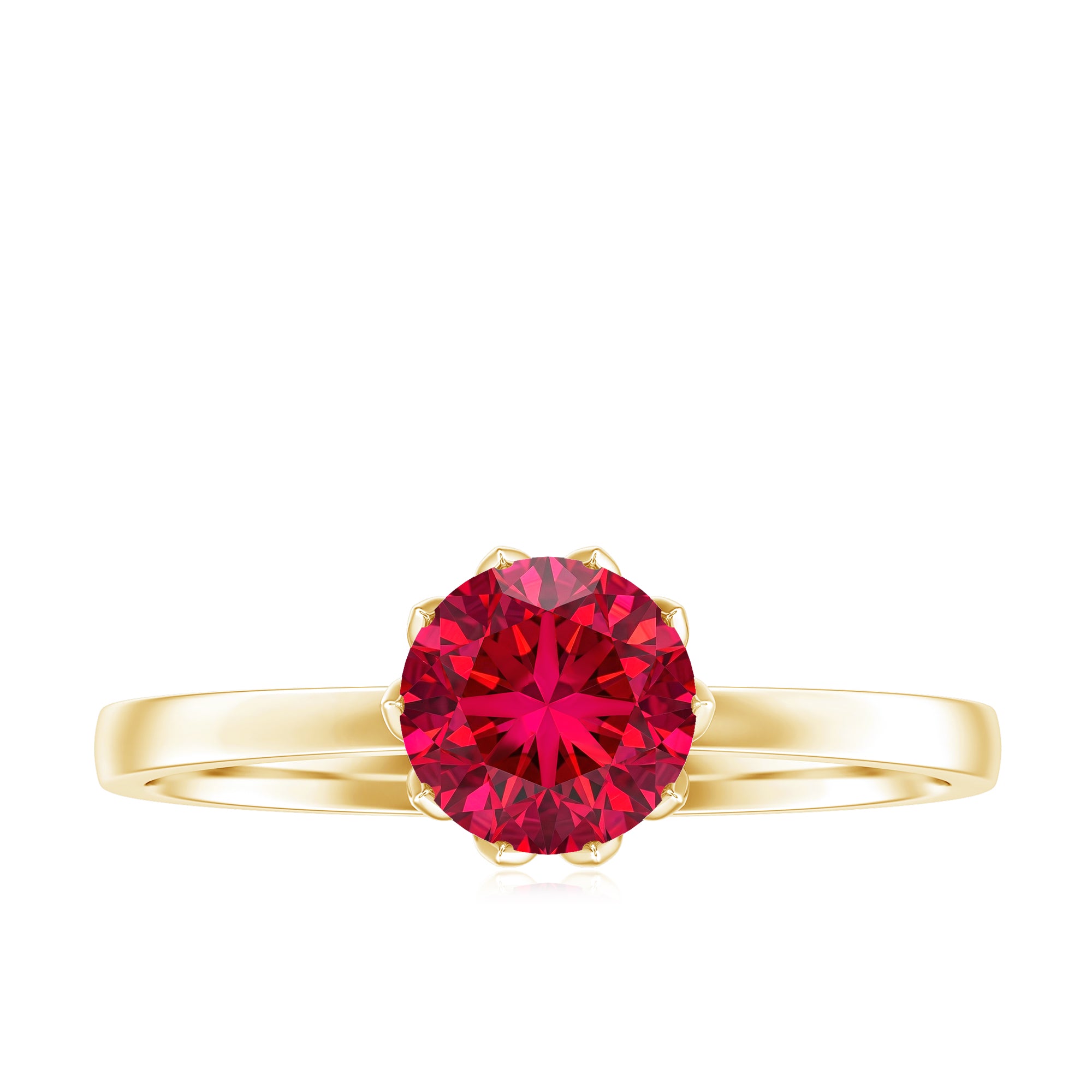 Certified 1.3 Carat Lab Grown Ruby Engagement Ring in Lotus Basket Setting AAAA - Rosec Jewels