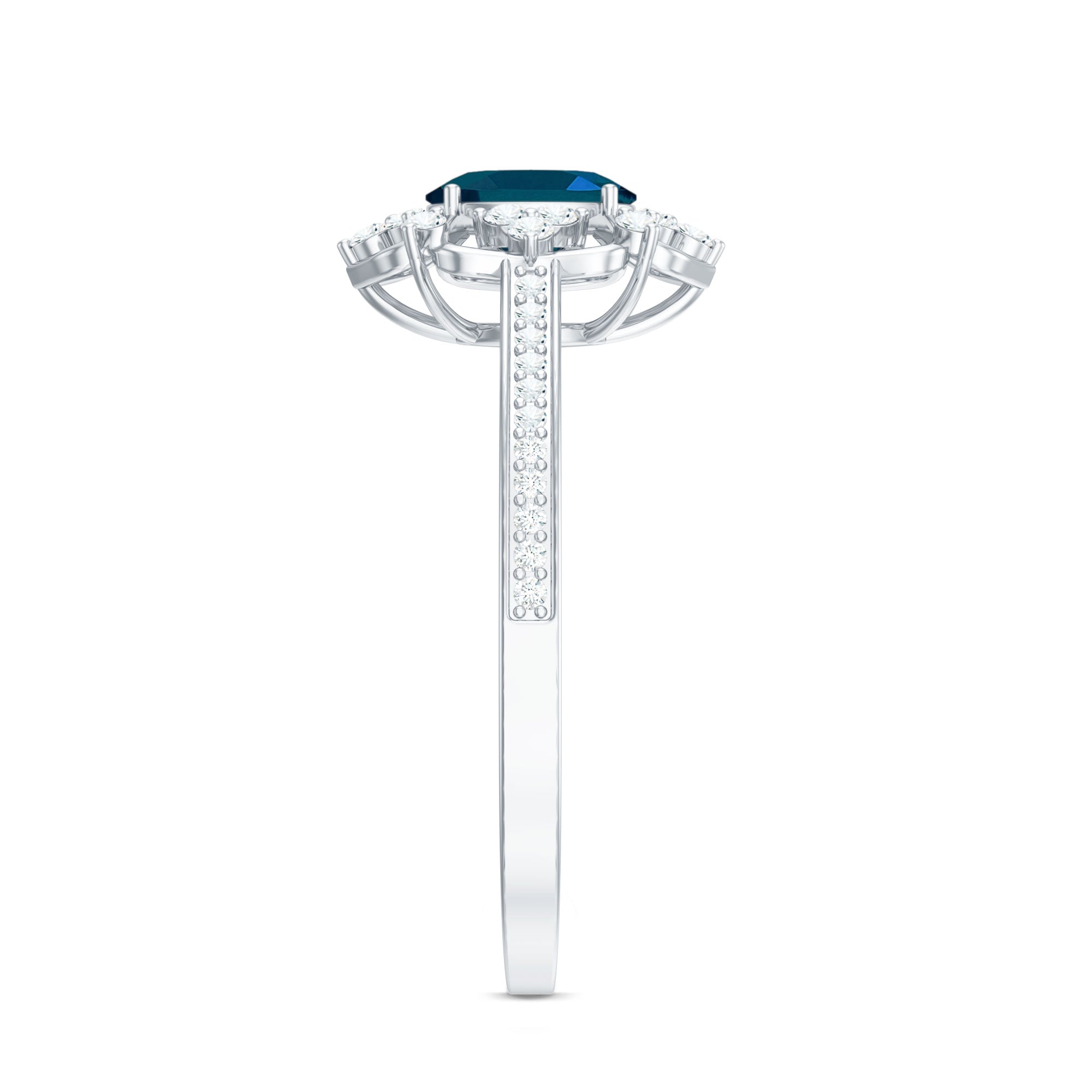 4X6mm Oval Cut London Blue Topaz Vintage Engagement Ring with Diamond AAA - Rosec Jewels