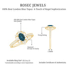 4X6mm Oval Cut London Blue Topaz Vintage Engagement Ring with Diamond AAA - Rosec Jewels