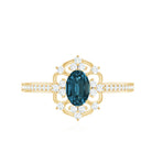 4X6mm Oval Cut London Blue Topaz Vintage Engagement Ring with Diamond AAA - Rosec Jewels