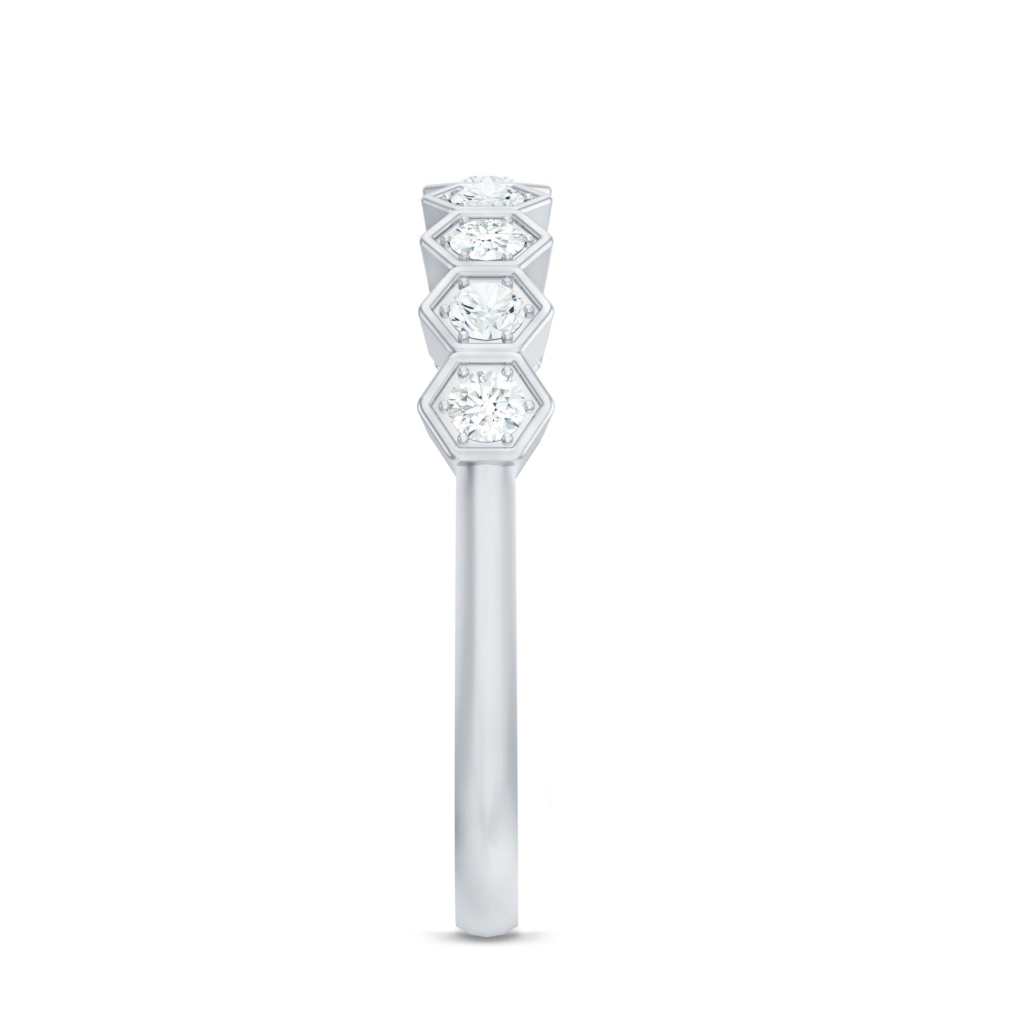 Rosec Jewels-Real Diamond Hexagon Half Eternity Ring for Women